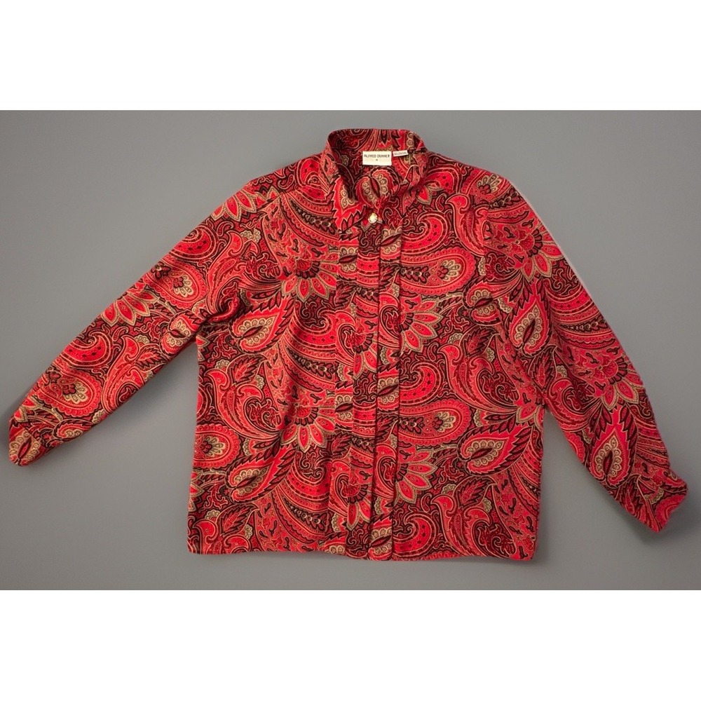 Alfred Dunner Red Paisley Button-Down Shirt